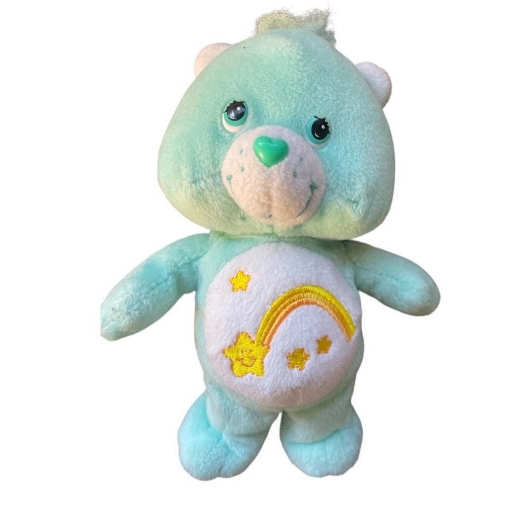 Wish Bear Care Bear Green/Blue Plush  Bear with Shooting Stars stuff animal toy